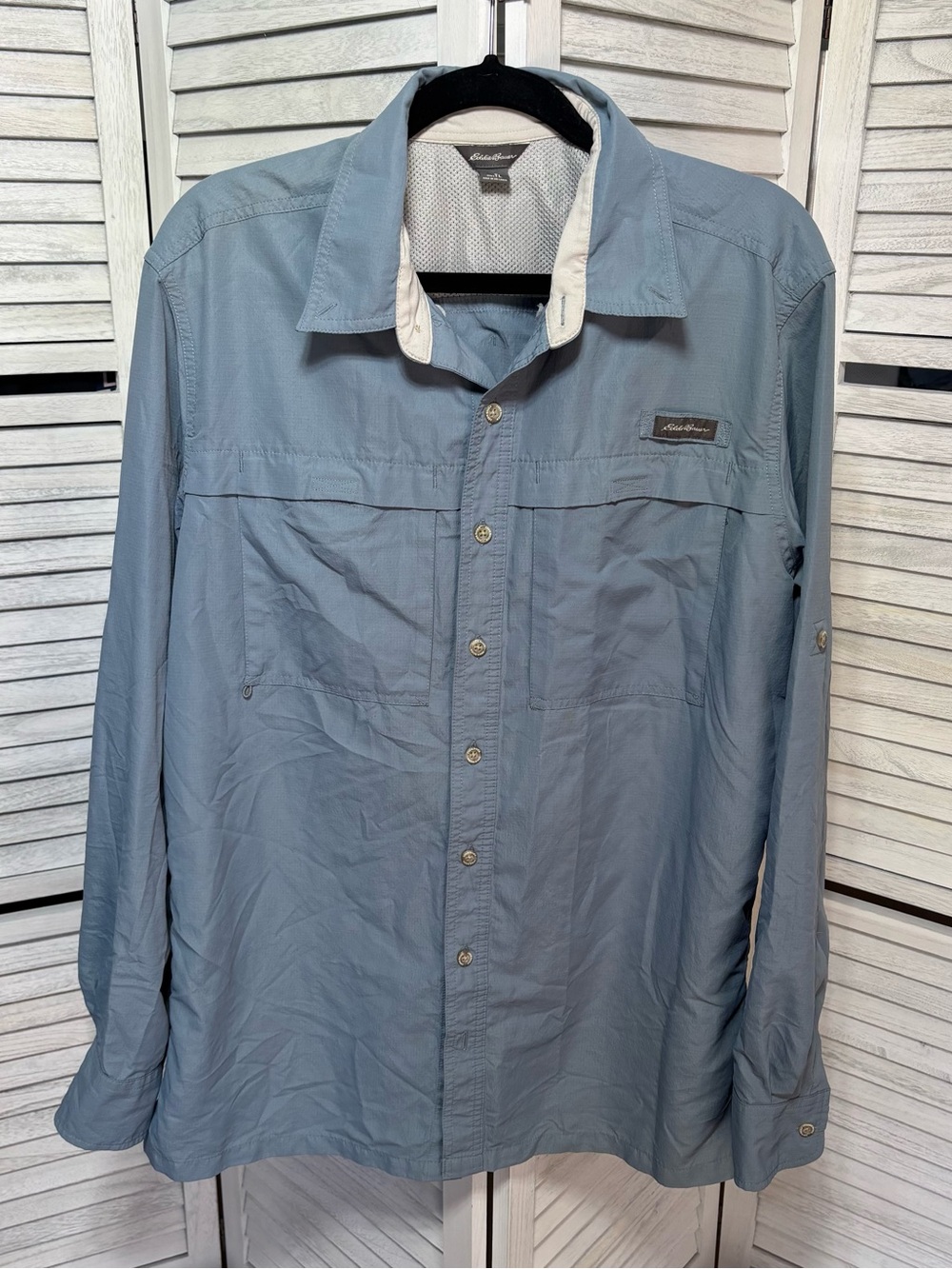 Eddie Bauer Men’s Blue Long Sleeve Fishing Outdoor Shirt Large Tall